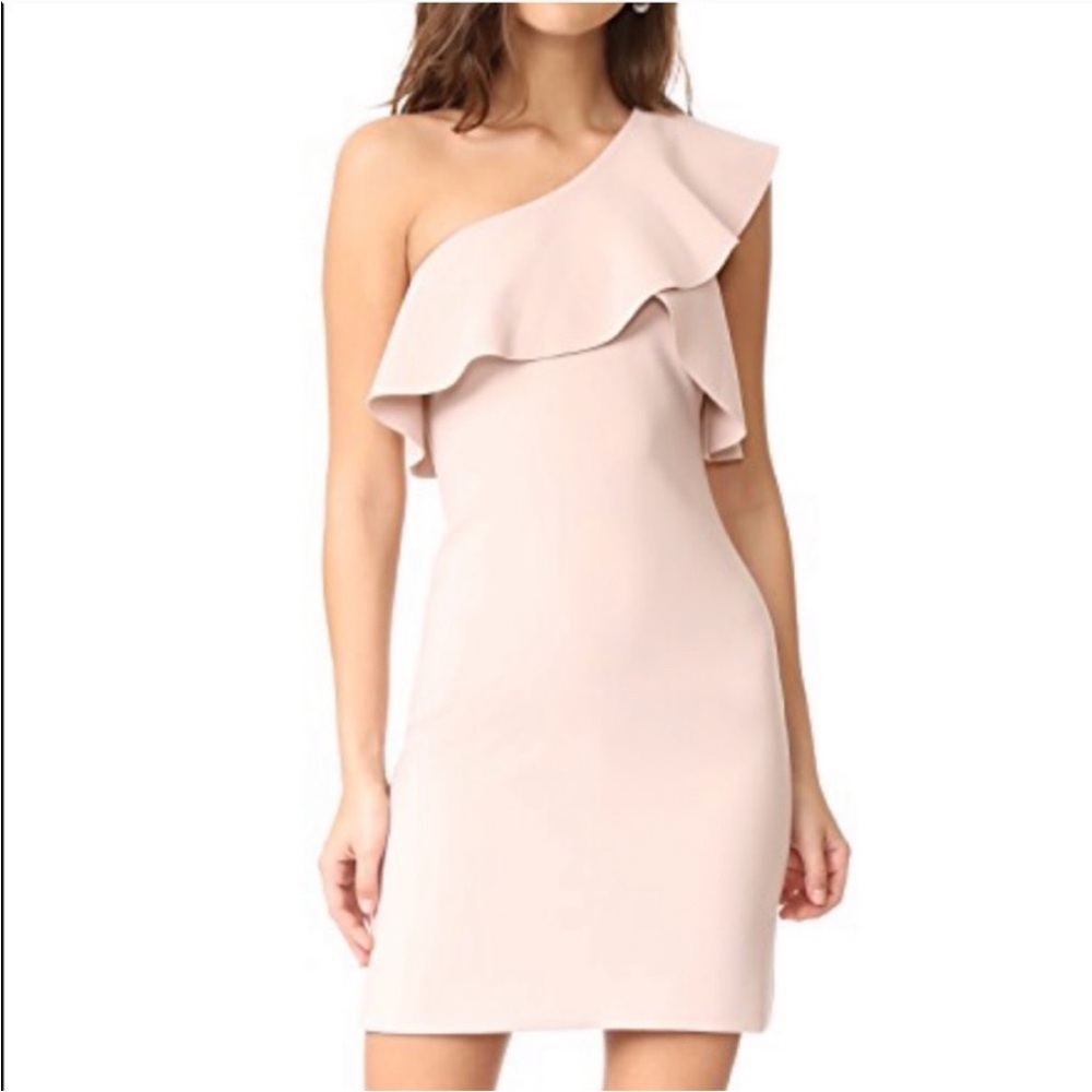 NWT ELIZABETH and JAMES Jerard One-Shoulder Ponte Dress in Biscuit - 6